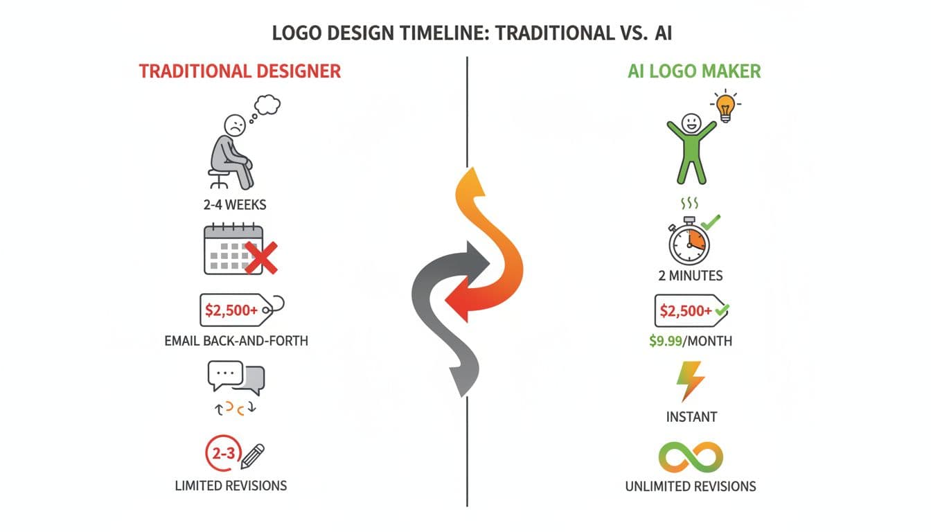 Traditional Designer vs AI Logo Maker Comparison